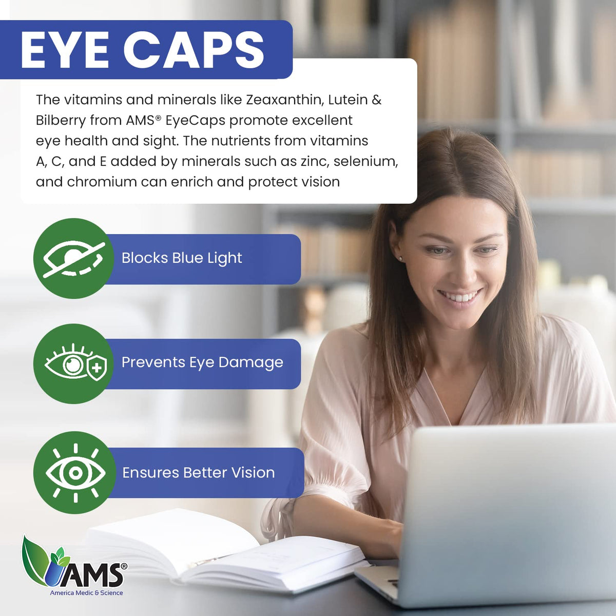 America Medic & Science EyeCaps caplet sur une table