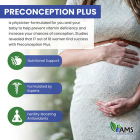 America Medic & Science Préconception Plus 180 capsules, en situation sur une table