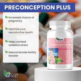America Medic & Science Préconception Plus 180 capsules, étiquette détaillée
