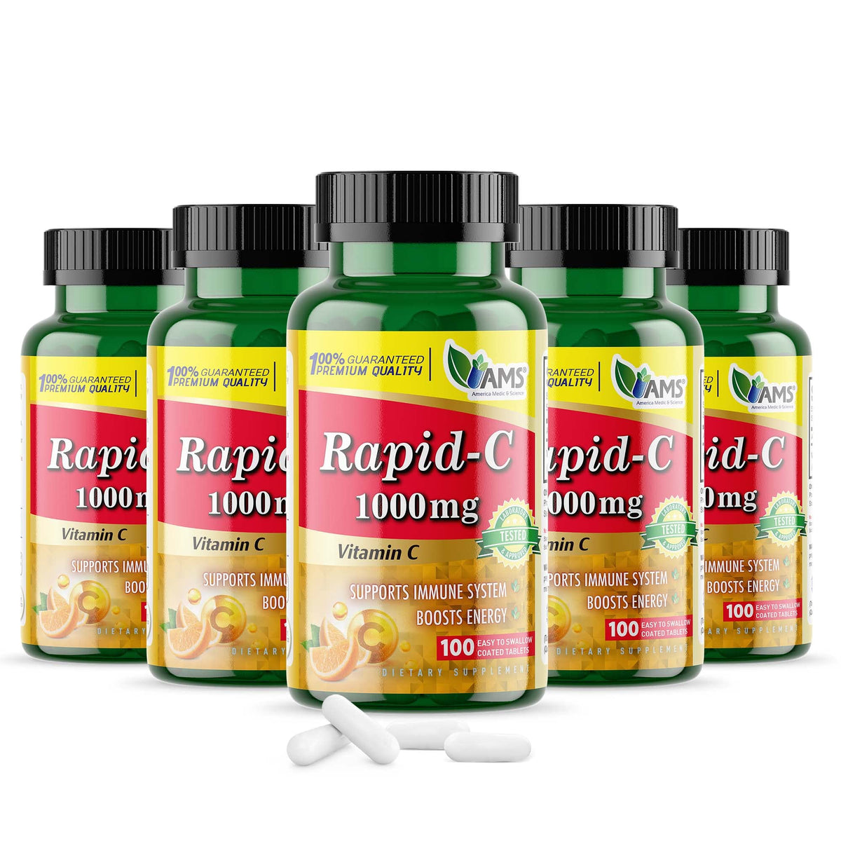 America Medic & Science Rapid-C 1000mg Complément Alimentaire - Boîte de 100 comprimés