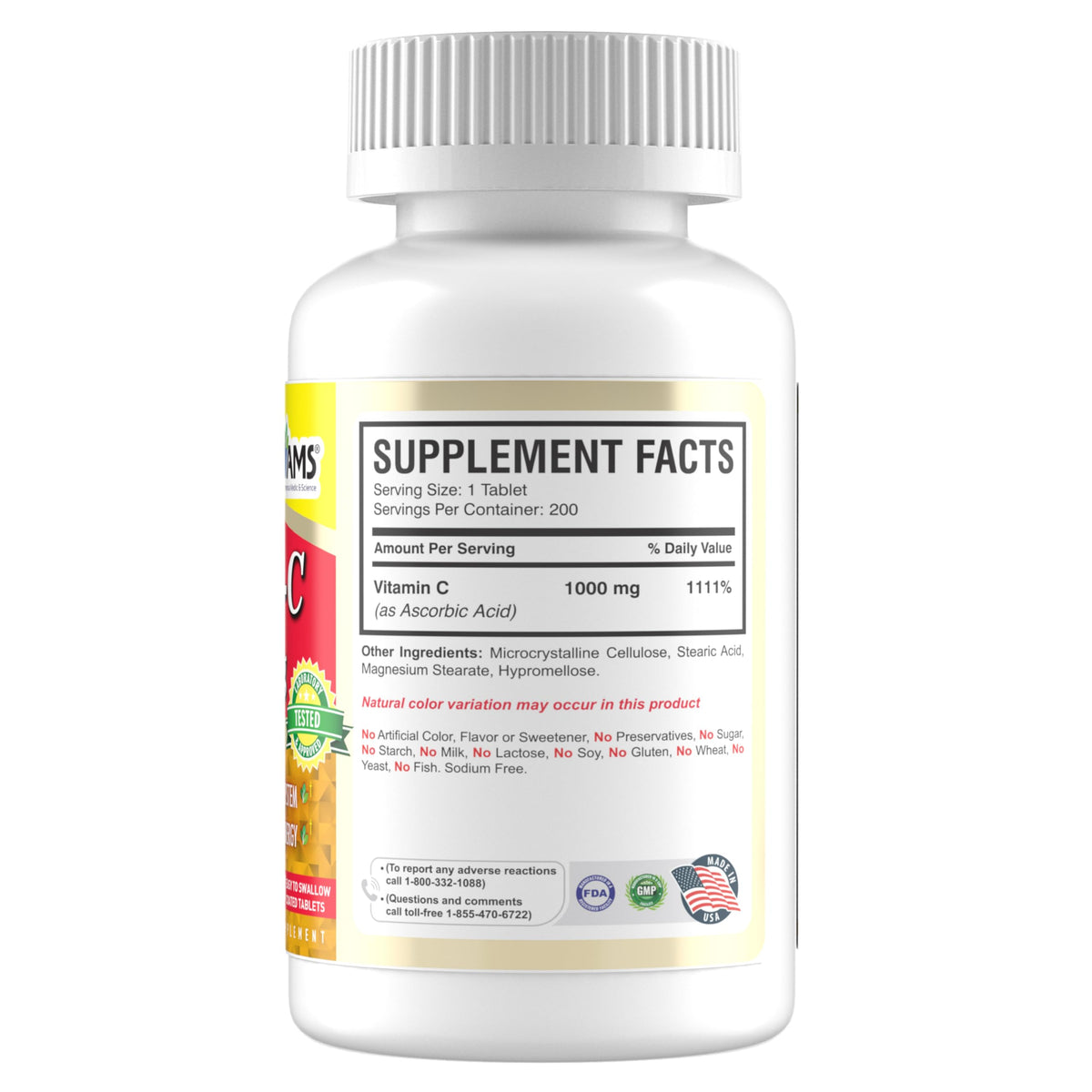 America Medic & Science Rapid-C 1000mg comprimés sur fond blanc