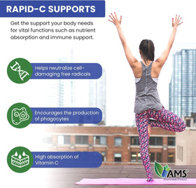 America Medic & Science Rapid-C 1000mg comprimés sur une table