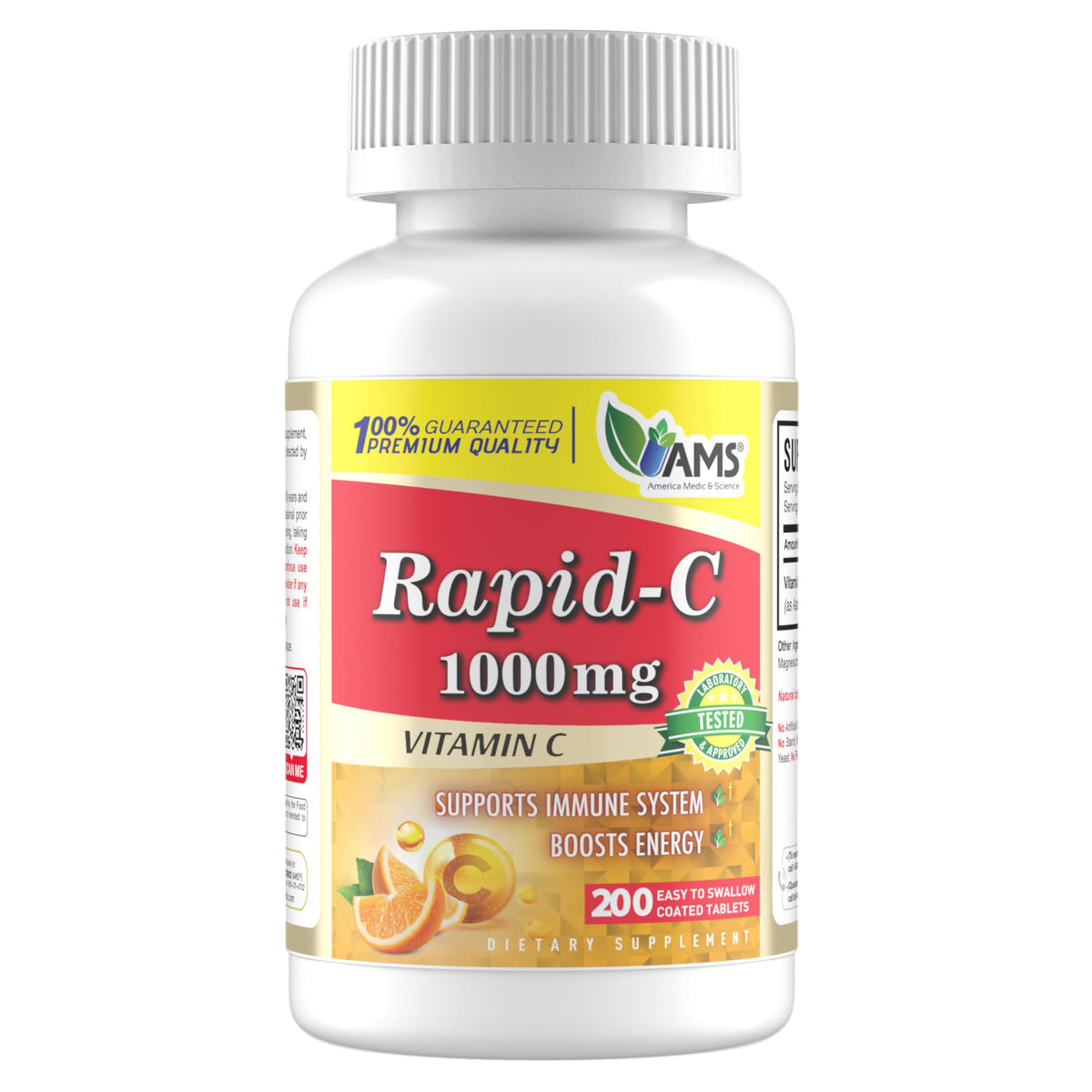 America Medic & Science Rapid-C 1000mg Vitamine C boîte de 200 comprimés