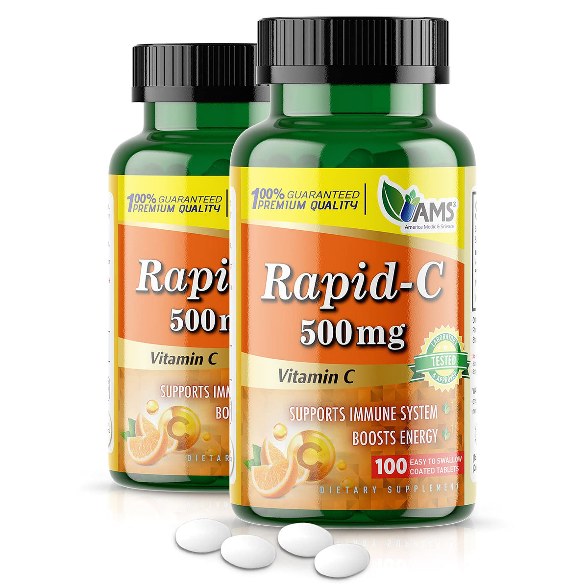 America Medic & Science Rapid-C 500mg boîte de 100 comprimés vue de face