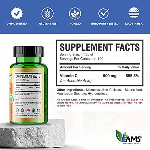 America Medic & Science Rapid-C 500mg boîte ouverte avec comprimés