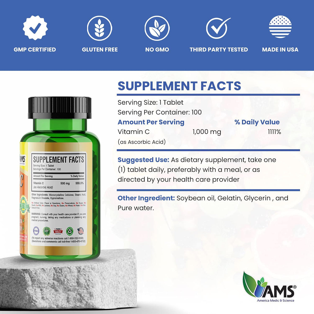 America Medic & Science Rapid-C 500mg comprimés - ouverture du flacon