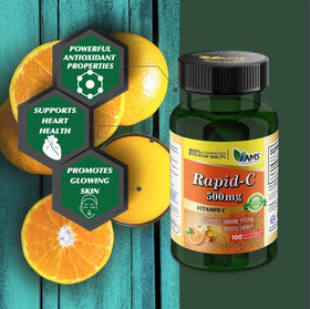 America Medic & Science Rapid-C 500mg - comprimés sur une table