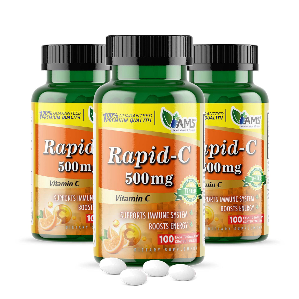 America Medic & Science Rapid-C 500mg comprimés - vue avant