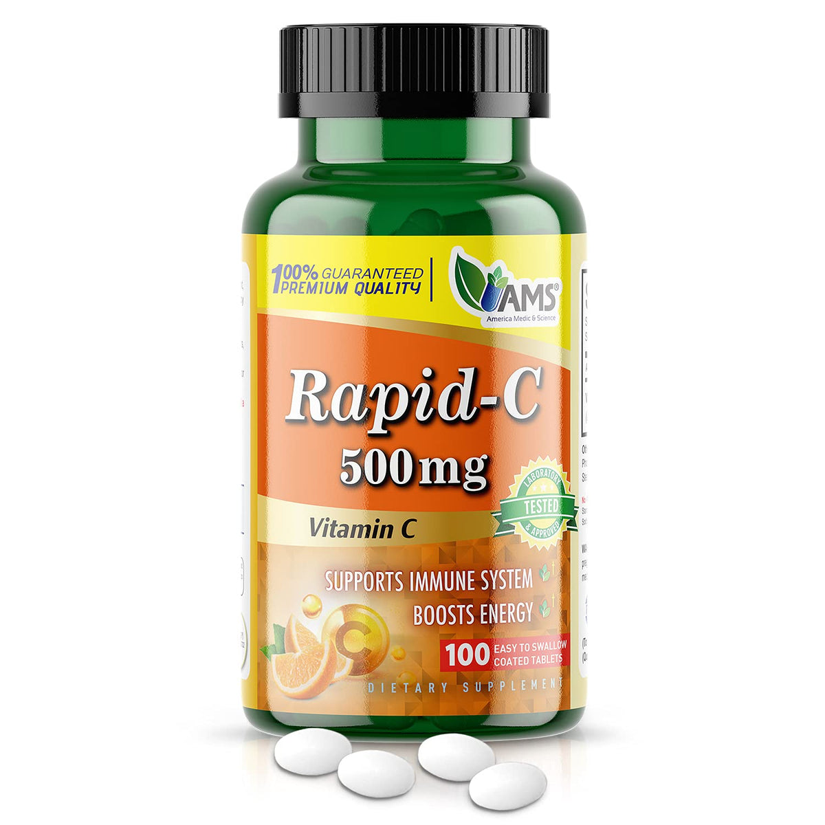America Medic & Science Rapid-C 500mg Vitamine C comprimés, boîte de 100