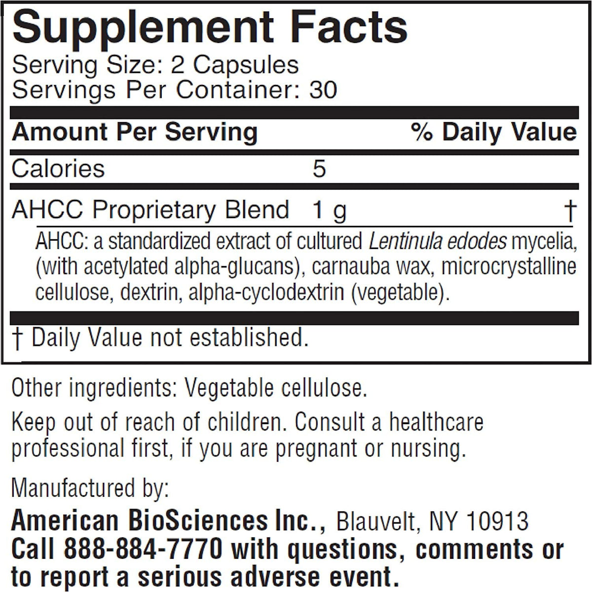 American BioSciences ImmPower AHCC 500mg capsule side view
