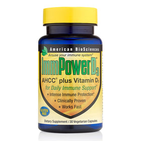American BioSciences ImmpowerD3 AHCC + Vitamine D3 30 capsules, vue de face