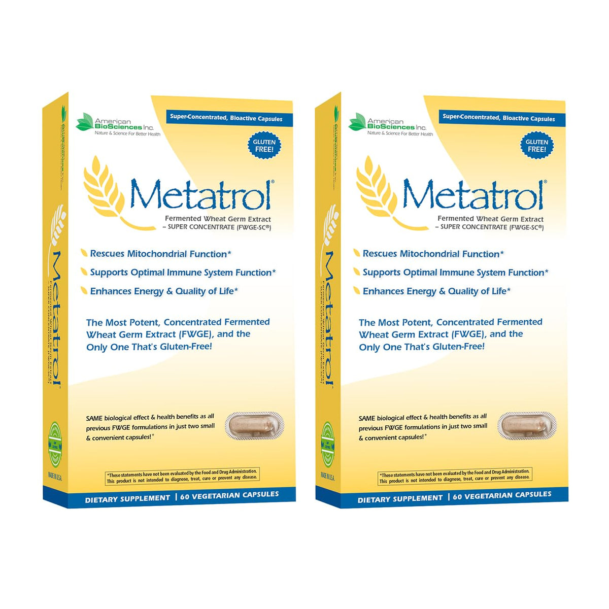 American BioSciences Metatrol 2 boîtes avec logo visible