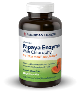American Health Tablettes à Mâcher Enzymes de Papaye 600 Comprimés - Vue de l'emballage