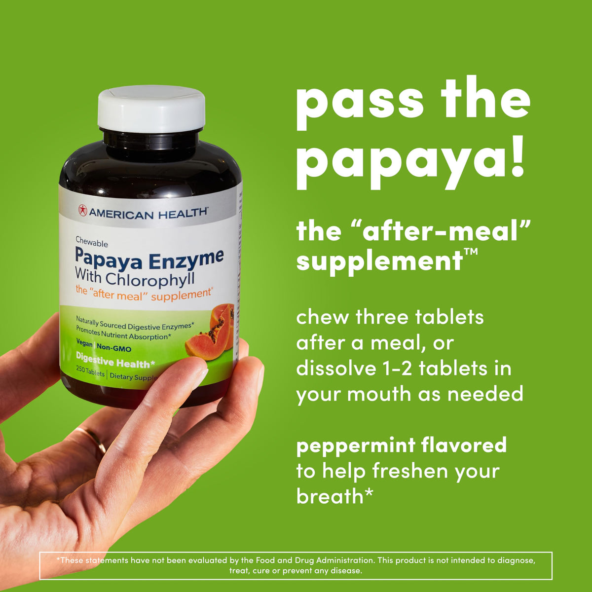 American Health Tablettes à Mâcher Enzymes de Papaye - Comprimés avec menthe poivrée