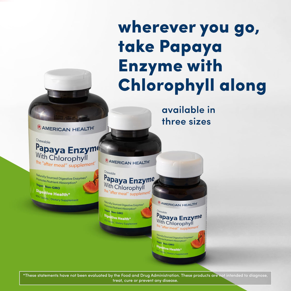 American Health Tablettes à Mâcher Enzymes de Papaye - Vue de l'arrière de l'emballage