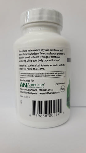 American Nutriceuticals Stress Ease capsules on a table