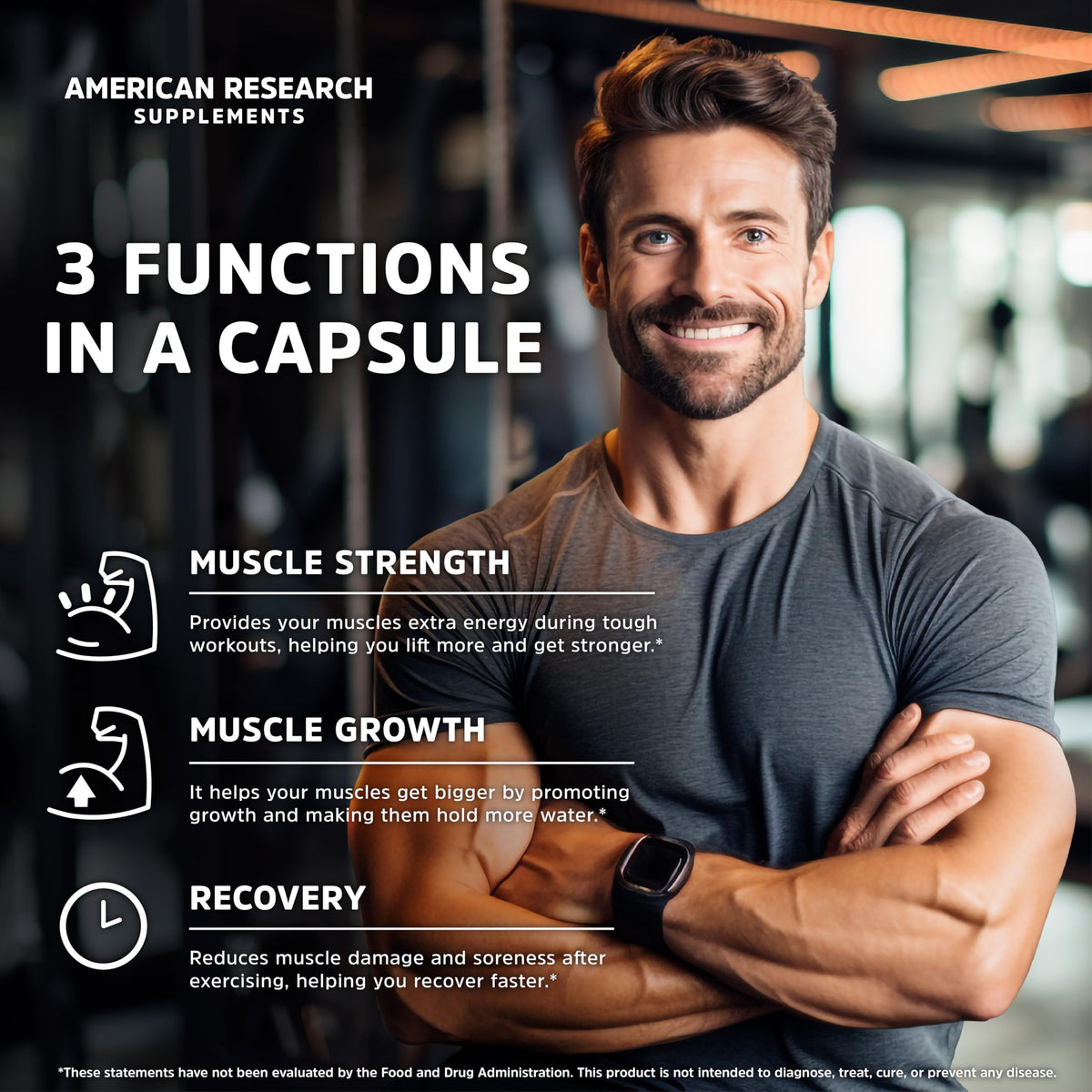 American Research Supplements créatine monohydrate 240 capsules packaging