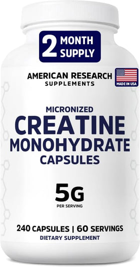 American Research Supplements créatine monohydrate 5g capsules front view