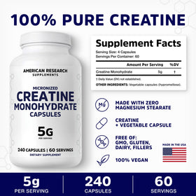 American Research Supplements créatine monohydrate capsules close-up