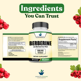 American Standard Supplements capsules de berbérine sur fond blanc