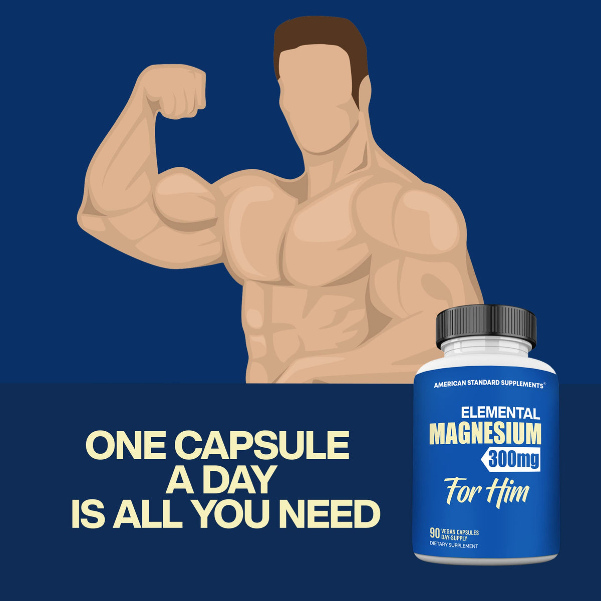American Standard Supplements Magnésium Glycinate sur un fond neutre