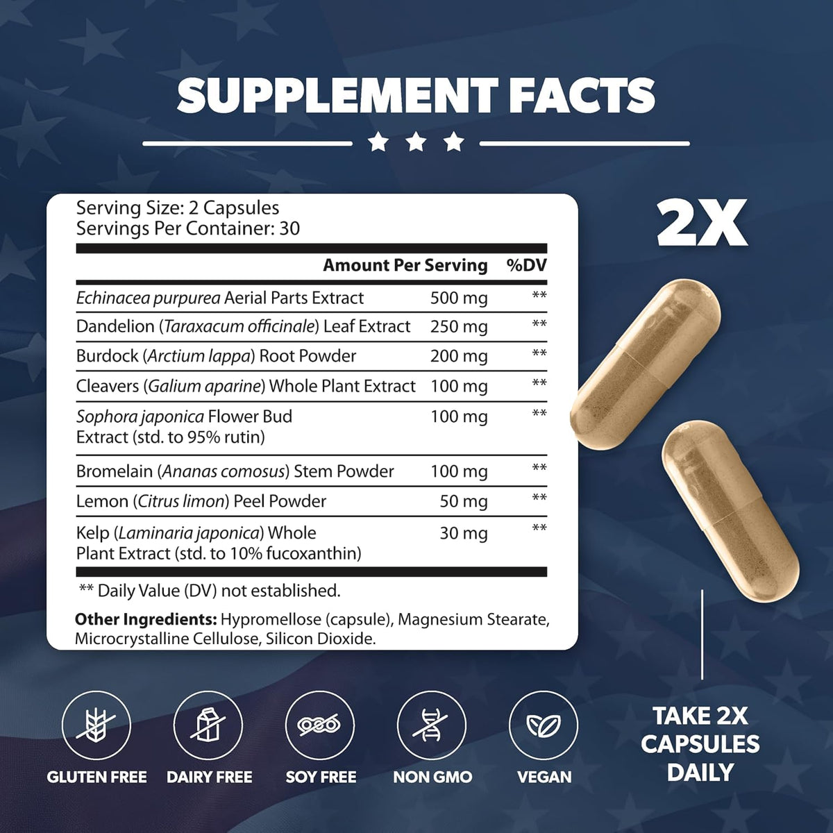 AMERICAN VITALITY LymphaVive 150g vue de dos avec informations nutritionnelles
