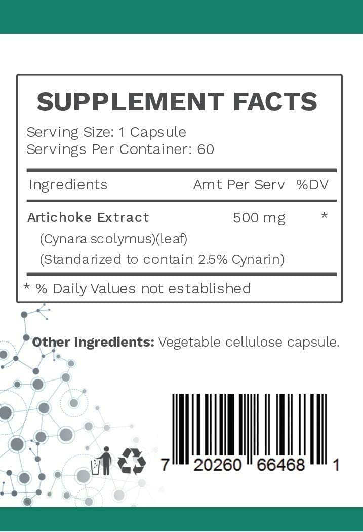 AMG Naturals Extrait de Feuille d'Artichaut 60 Capsules sur une table