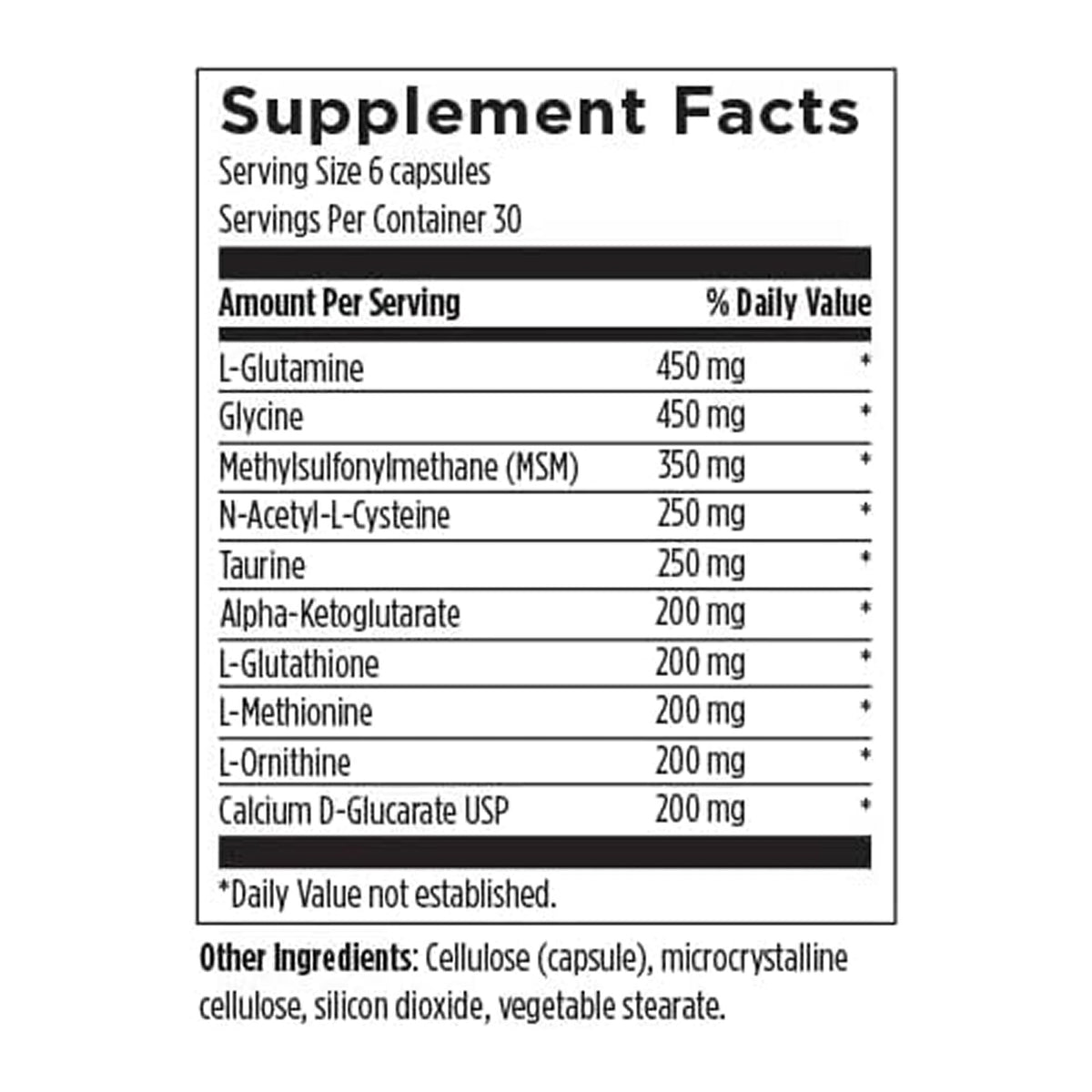 Amino-D-Tox, étiquette du produit en gros plan
