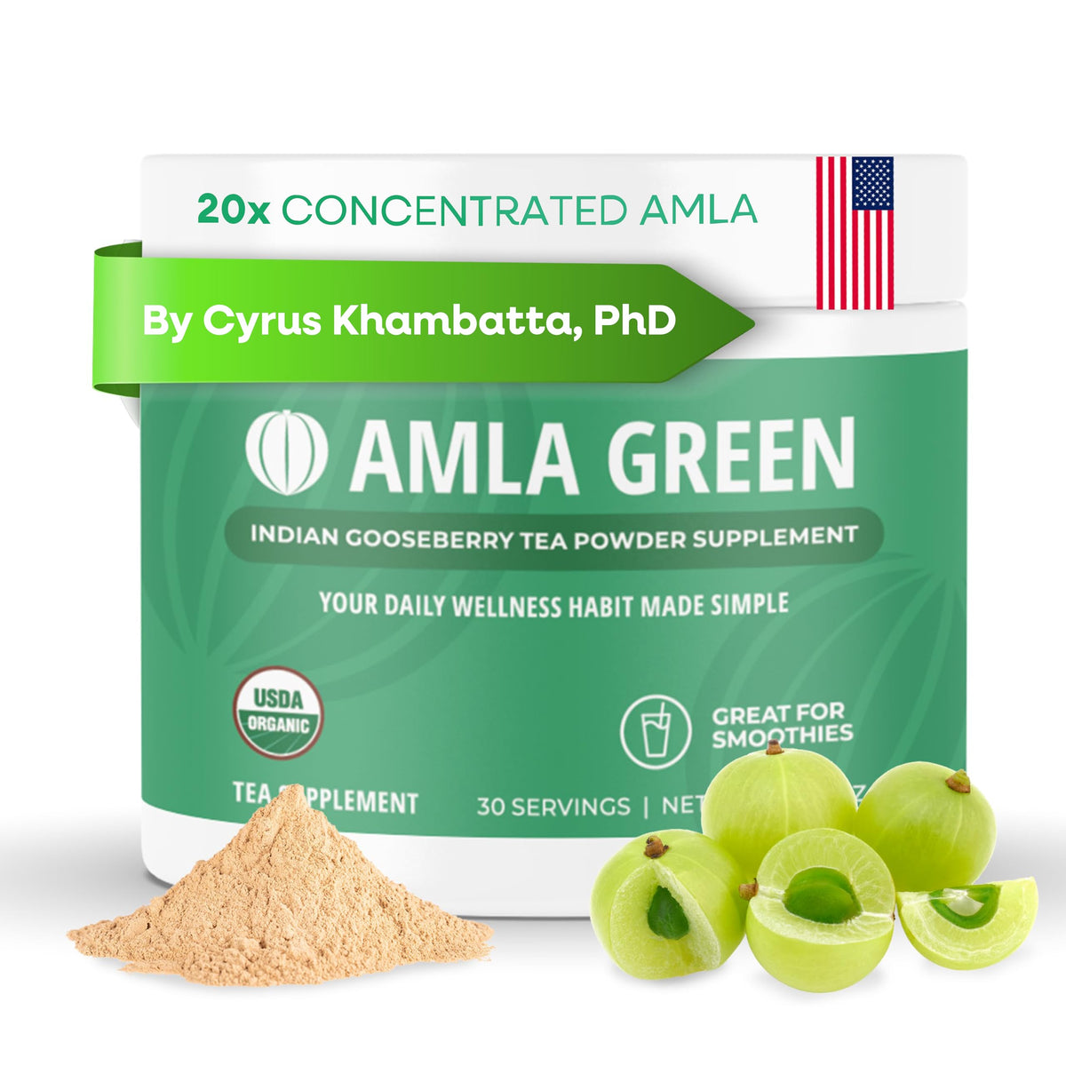 Amla Green Poudre d'Amla 20X concentrée, emballage avant
