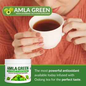 Amla Green Poudre d'Amla 20X sur une table en bois
