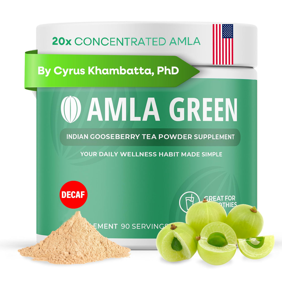 Amla Green Poudre d'Amla Décaféinée 20x 132g vue de face