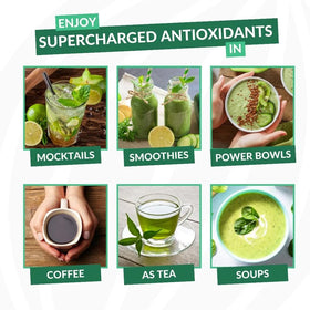 Amla Green Poudre d'Amla mélangée dans un smoothie