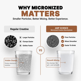AMP Science Poudre de Créatine Monohydrate 399g mélange dans un shaker