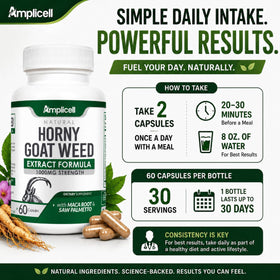Amplicell Horny Goat Weed flacon ouvert avec capsules visibles