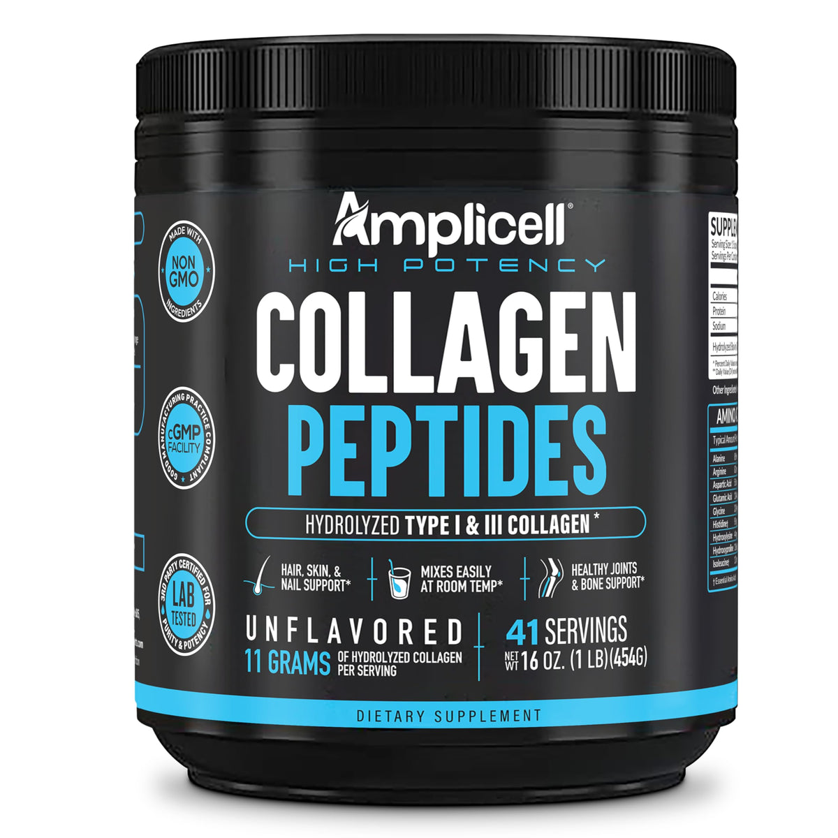 Amplicell Poudre de Collagène Multi-Peptides 599g en service dans une tasse