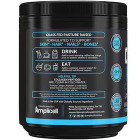 Amplicell Poudre de Collagène Multi-Peptides 599g et bouteille d'eau