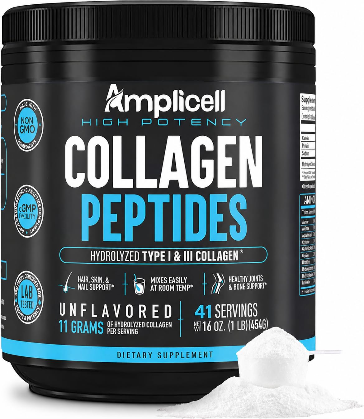 Amplicell Poudre de Collagène Multi-Peptides 599g vue de face
