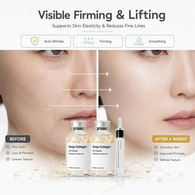 Ampoule de collagène Nexalyn avec goutte de sérum sur la peau