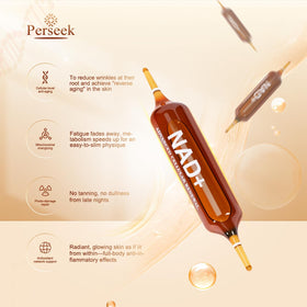 Ampoule Perseek 1200mg NAD+ ouverte montrant le liquide
