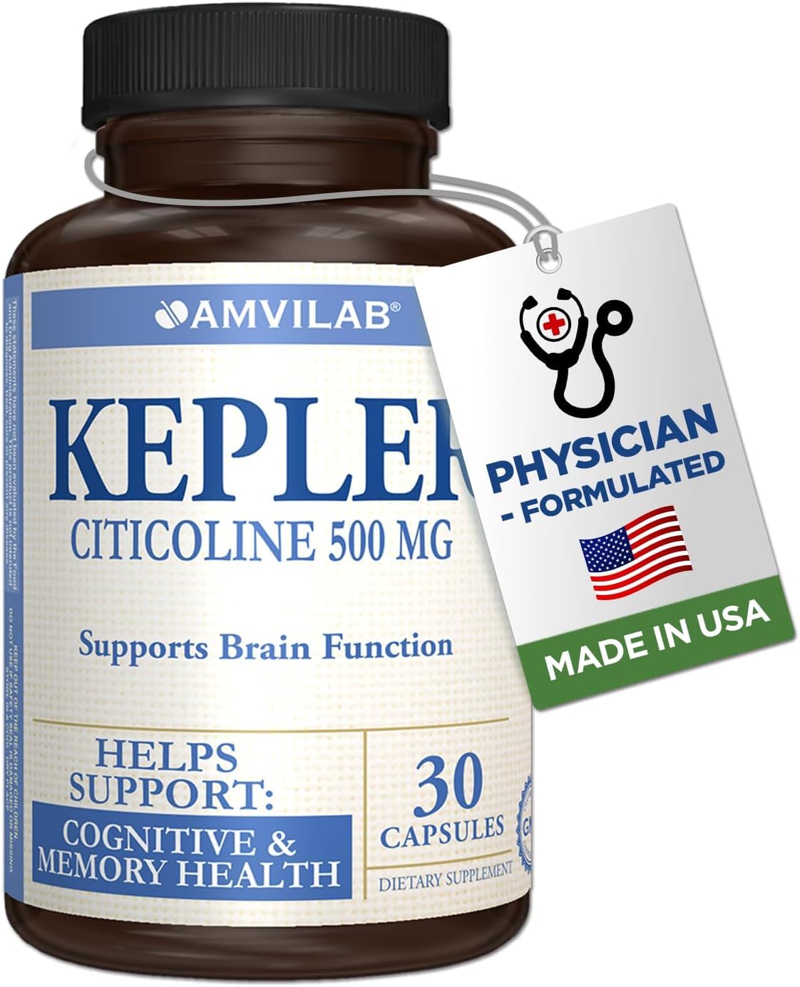 AMVILAB Citicoline 500mg capsules dans une main