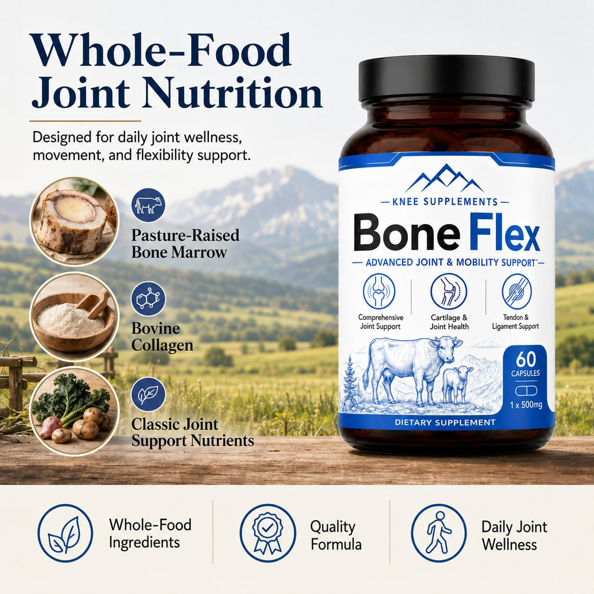 Amvora BoneFlex Capsules avec deux capsules sur une table