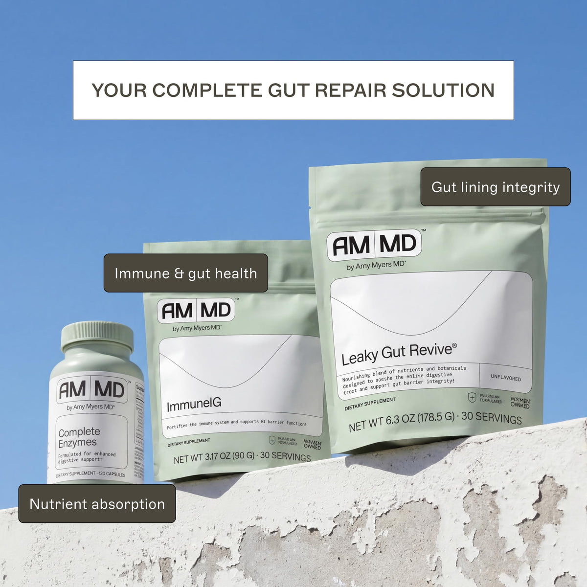 Amy Myers MD Leaky Gut Revive 191g côté du pot