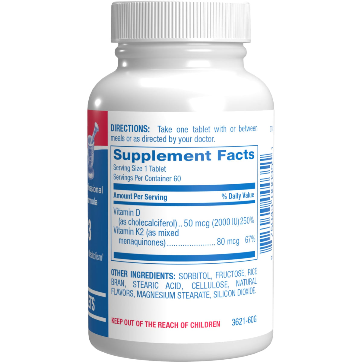 Anabolic Laboratories Complément Alimentaire D3 K2 2000UI 60 Comprimés à Mâcher côté