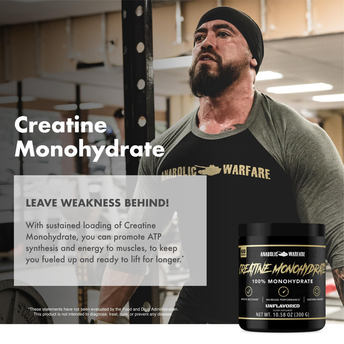 Anabolic Warfare Créatine Monohydrate 358g avec un shaker