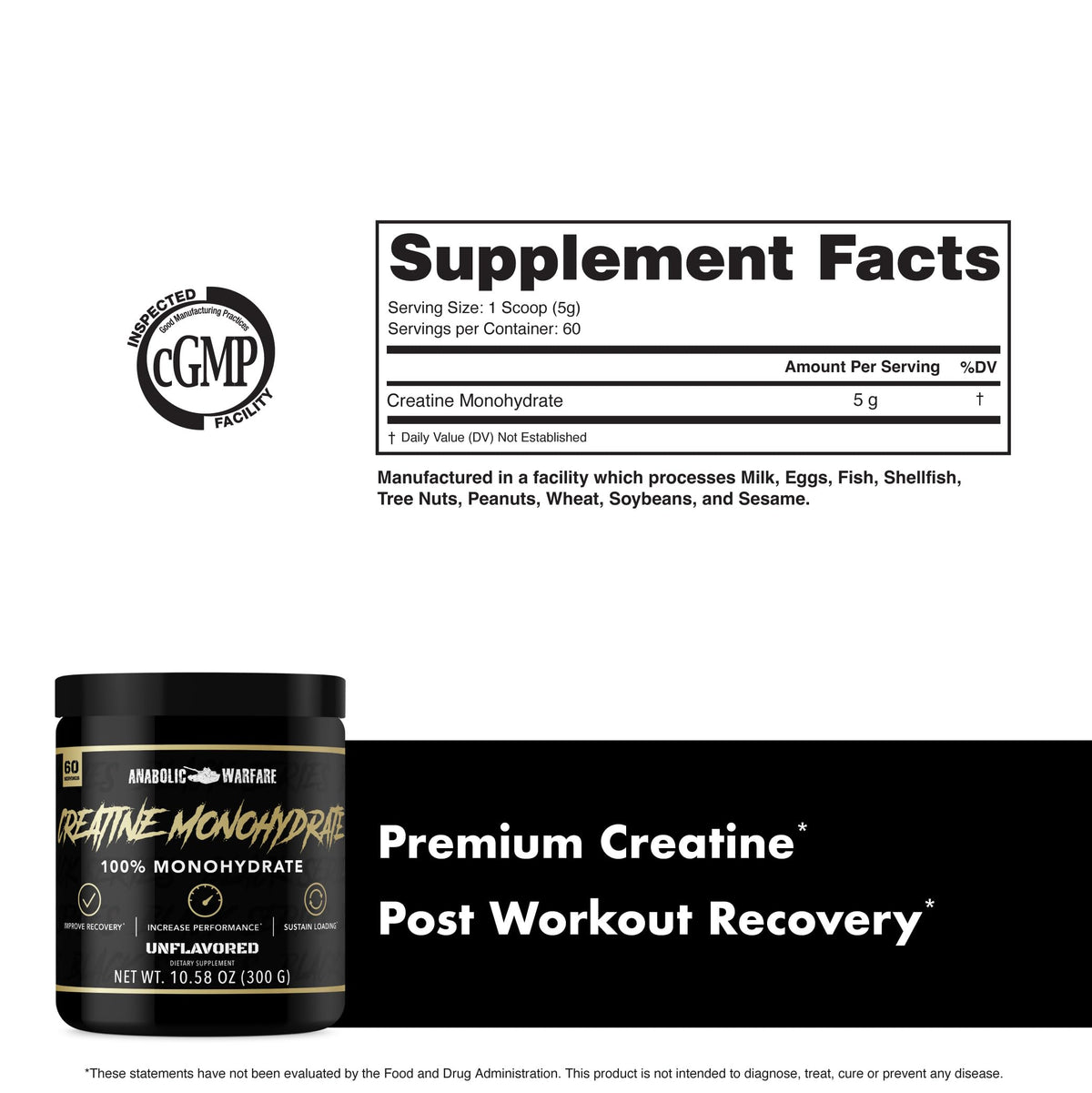 Anabolic Warfare Créatine Monohydrate 358g avec une cuillère doseuse