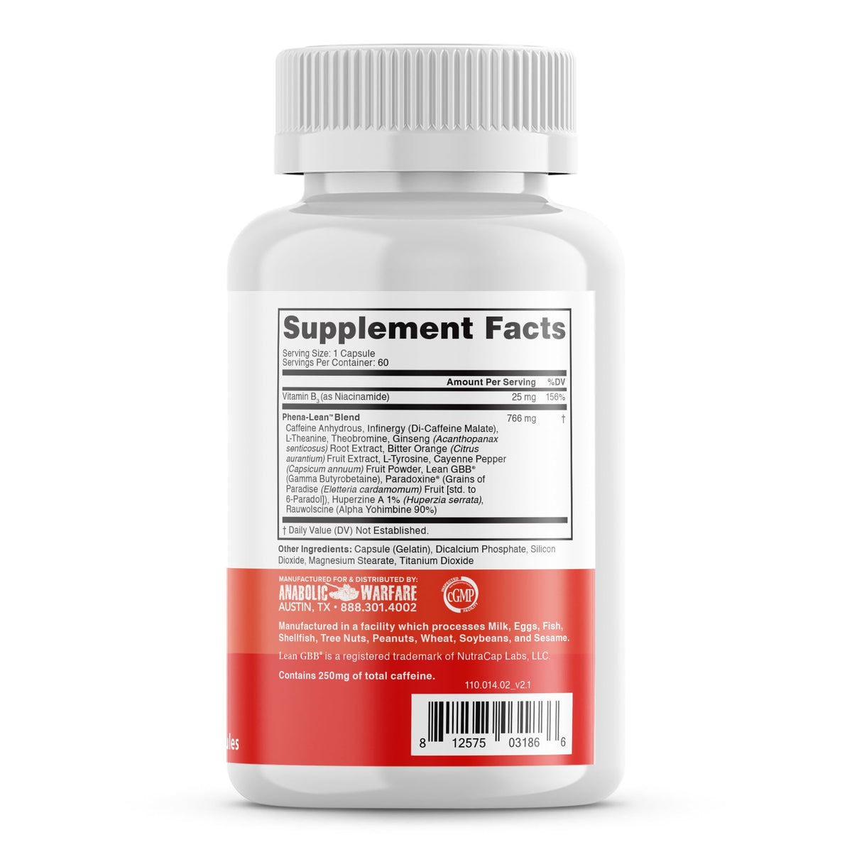 Anabolic Warfare Phena-Lean 60 capsules vue arrière