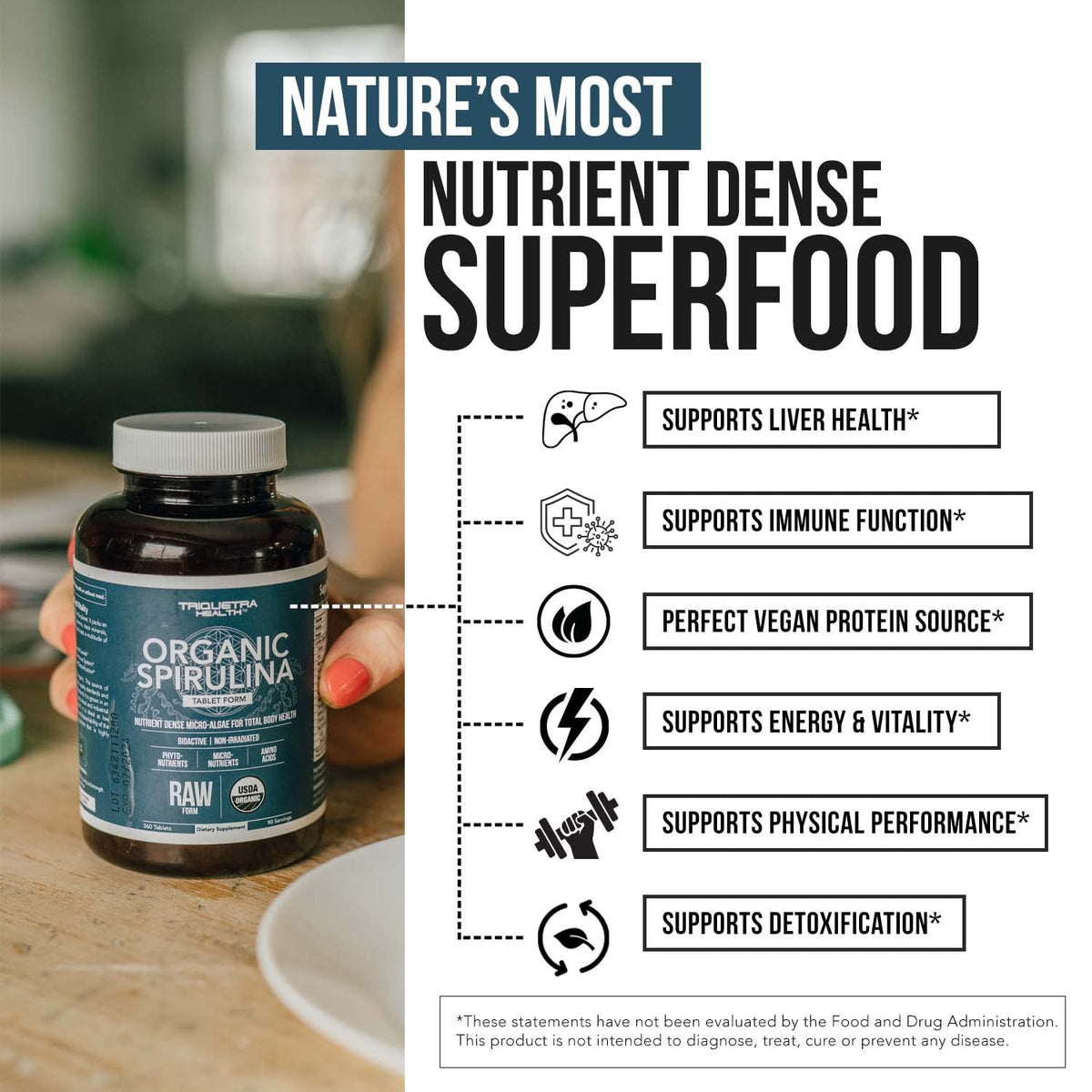 Analyse des nutriments de la Spiruline Bio Triquetra Health
