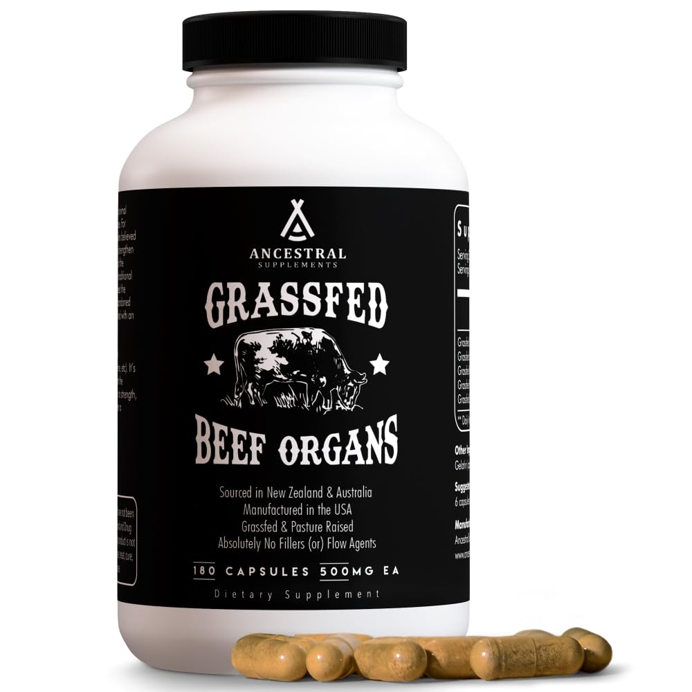 Ancestral Supplements Complément Alimentaire Organes de Boeuf 180 Capsules vue avant