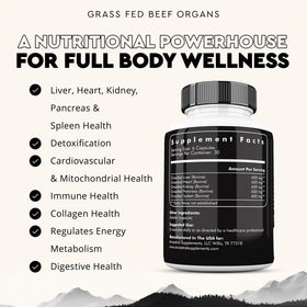 Ancestral Supplements Complément Alimentaire Organes de Boeuf 180 Capsules côté
