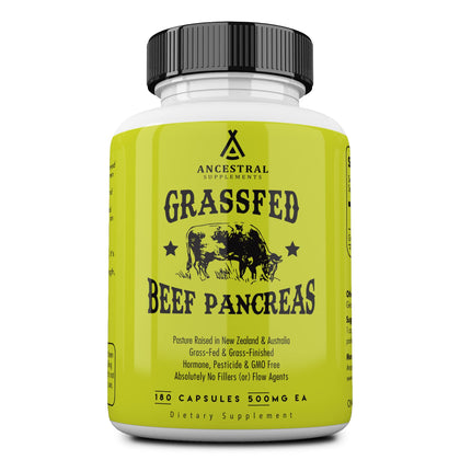 Ancestral Supplements Complément Alimentaire Pancréas Bovin 500mg - Flacon avant